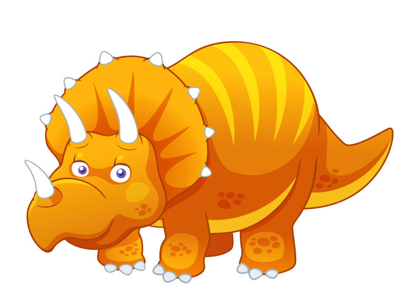 创意矢量橙色卡通可爱的恐龙插图
