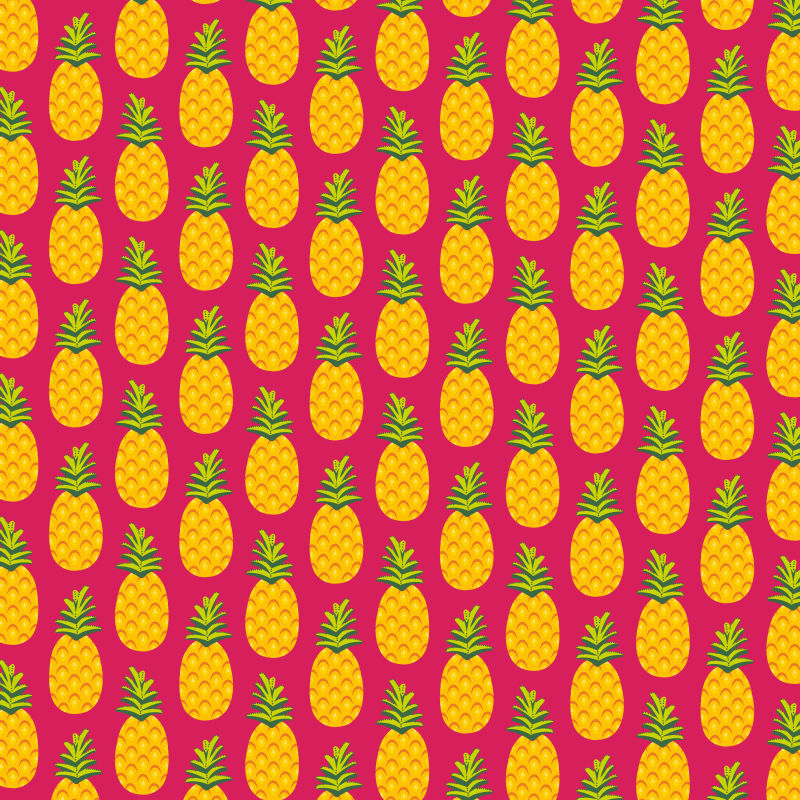 卡通菠萝元素装饰无缝背景