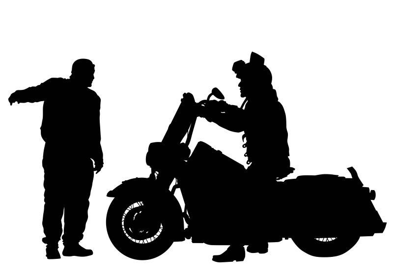 两个人和摩托车剪影