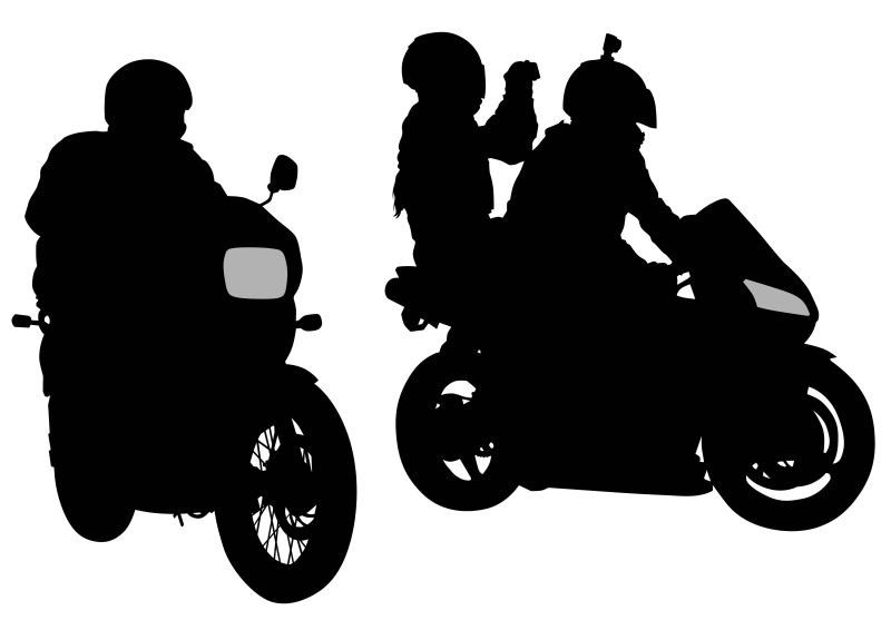 创意骑摩托车的人剪影插图