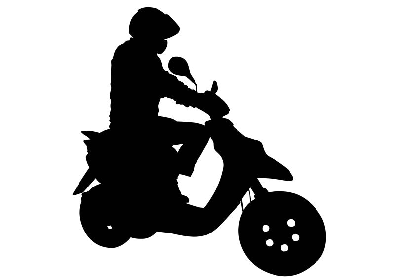 现代骑摩托车的人剪影