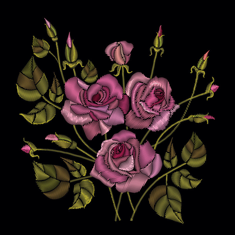创意矢量复古紫色玫瑰插图设计