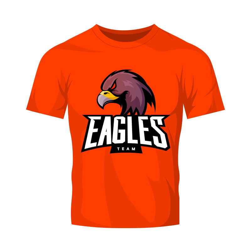 创意矢量老鹰元素橙色T恤设计