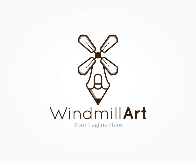抽象矢量细线风格的风车标志设计