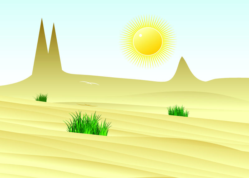 抽象矢量现代阳光下的沙漠插图设计