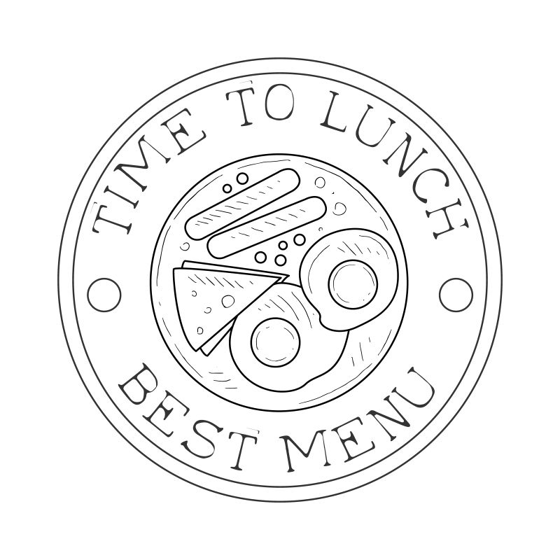 抽象矢量复古午餐主题的素描标签设计