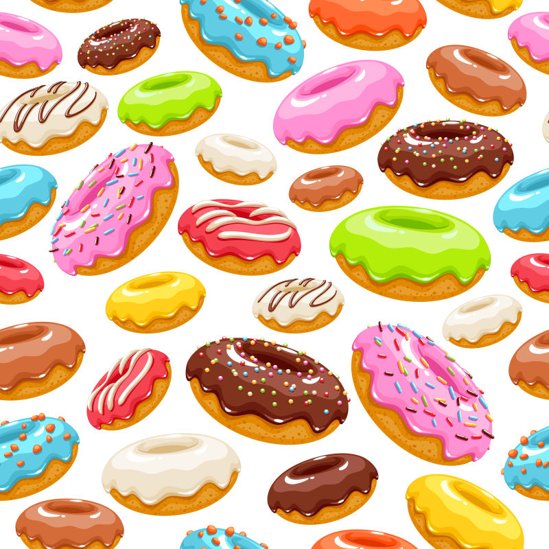 创意矢量卡通甜甜圈元素的平面背景设计