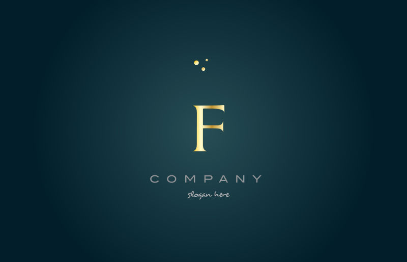 抽象矢量现代金色字母f标志设计