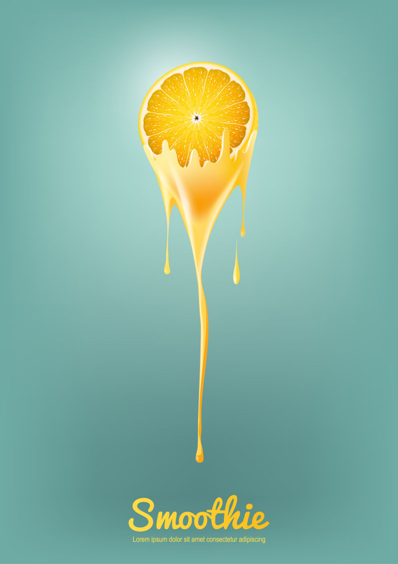 带水果的柠檬黄酸奶和冰沙牛奶果汁概念矢量图