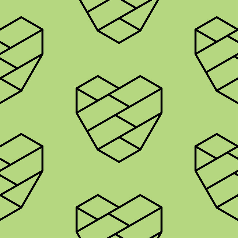 抽象矢量几何心形元素绿色背景设计