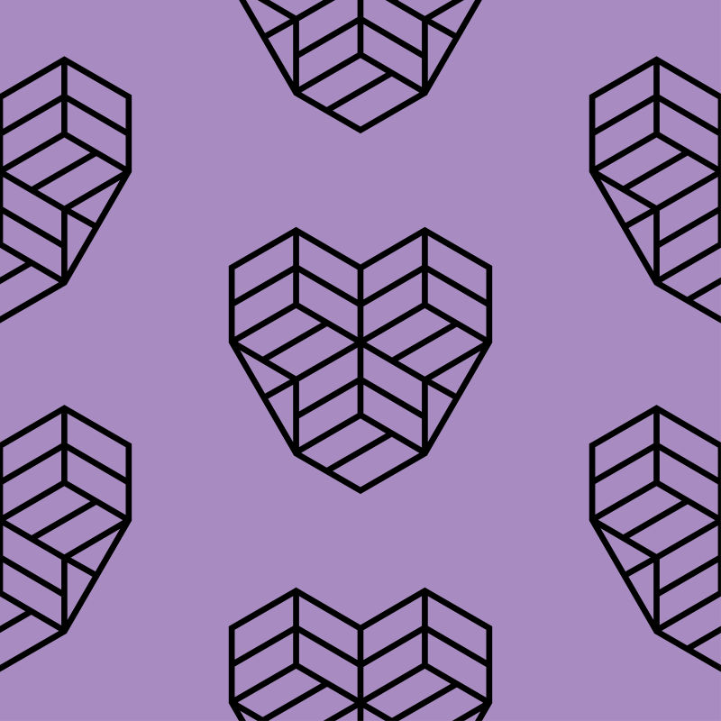 抽象矢量几何心形元素的紫色背景设计