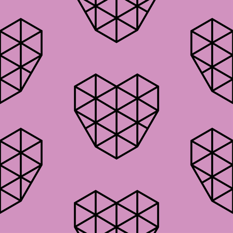 抽象矢量几何心形元素粉色背景设计