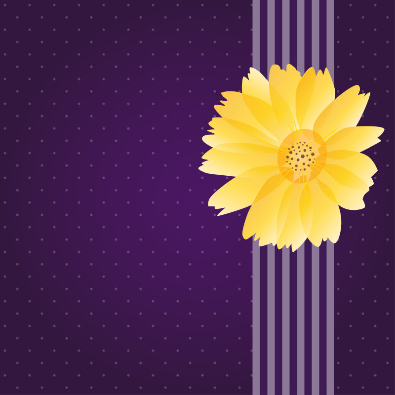 西式紫色贺卡模板-菊花