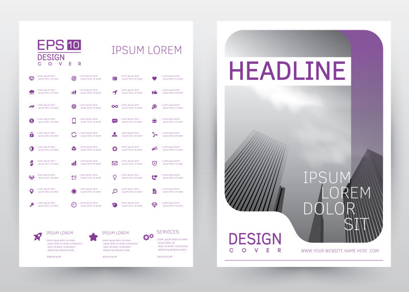 矢量现代紫色主题的企业宣传册设计