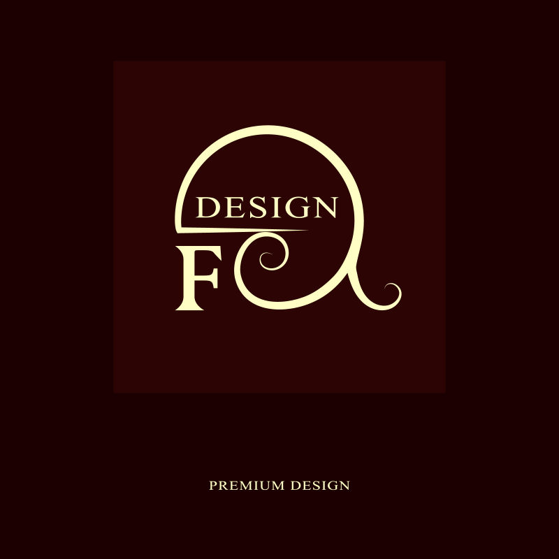 抽象标志设计现代奢华单字最小元素字母象征F. Mark的区别通用圆形模板时尚标签版税公司名片矢量插图