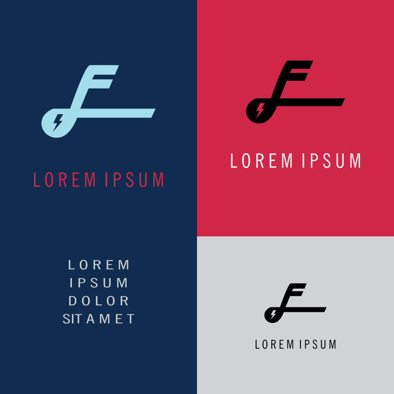 创意矢量现代抽象字母f标志设计
