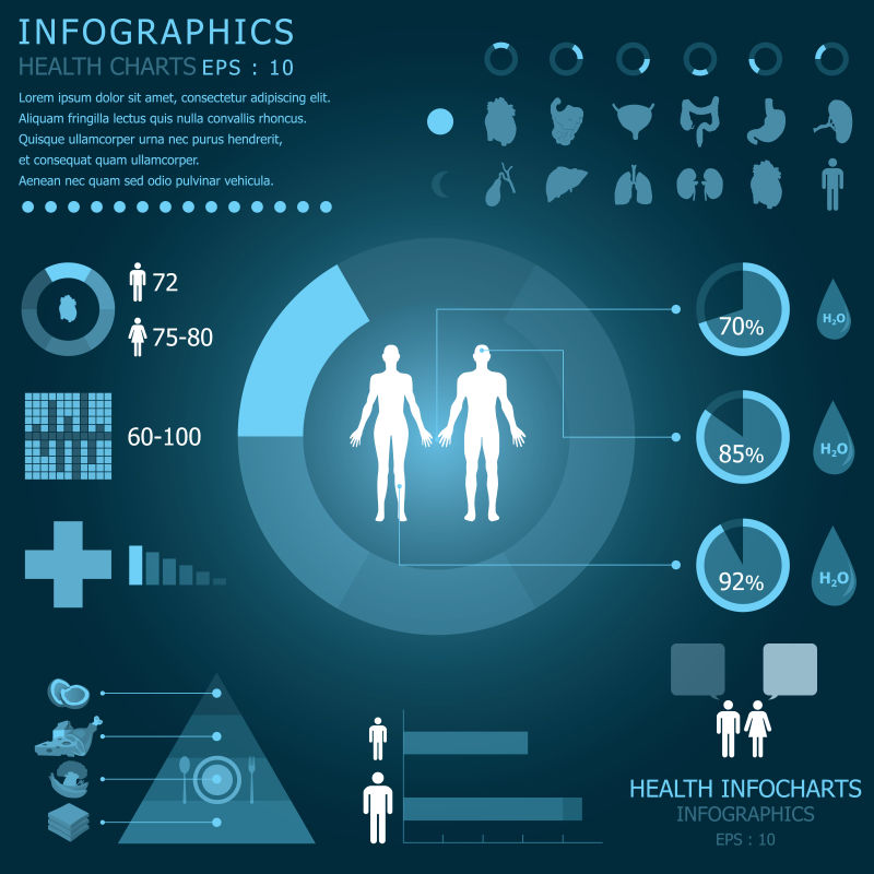 创意矢量现代人体医疗主题信息图表设计