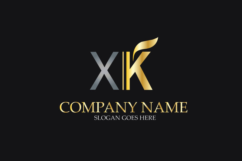 抽象矢量商业字母xk标志设计