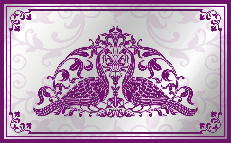 创意矢量紫色现代装饰风格的孔雀插图设计