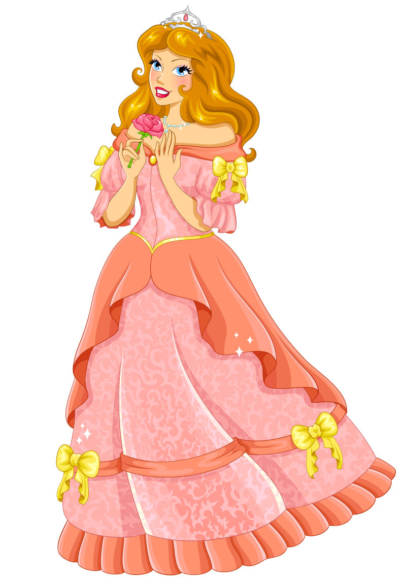 抽象矢量可爱的美丽粉裙公主插图设计