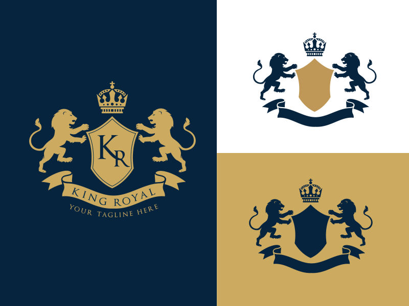 酒店标识豪华品牌标识国王皇家图标矢量图
