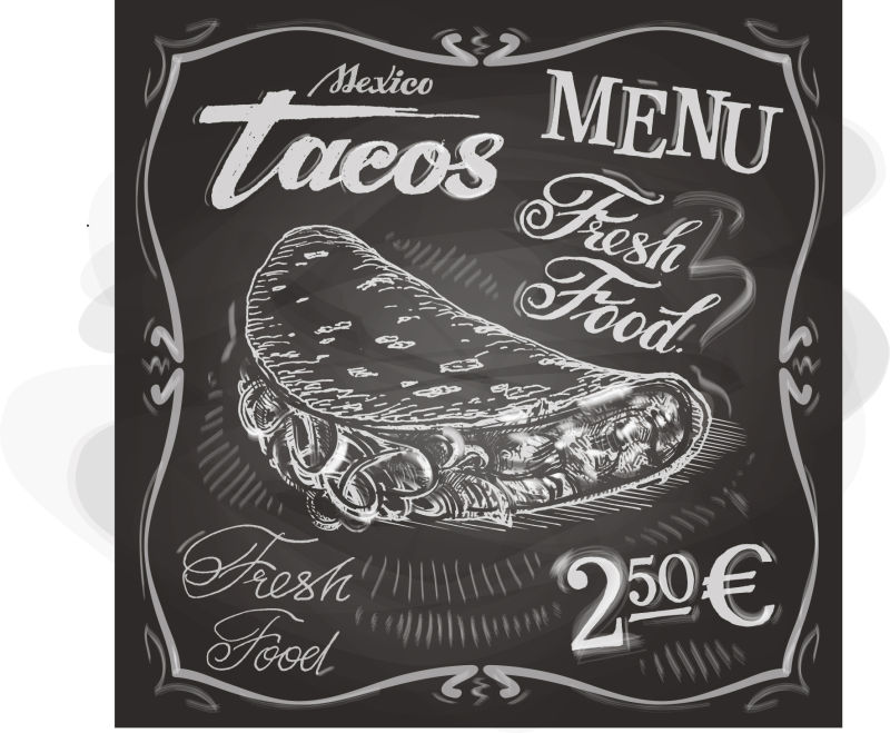 抽象矢量现代墨西哥美食菜单设计