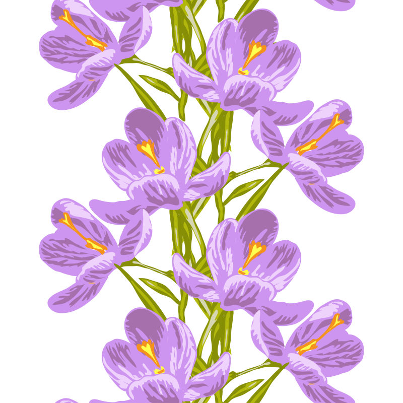 抽象现代紫色花卉元素无缝背景