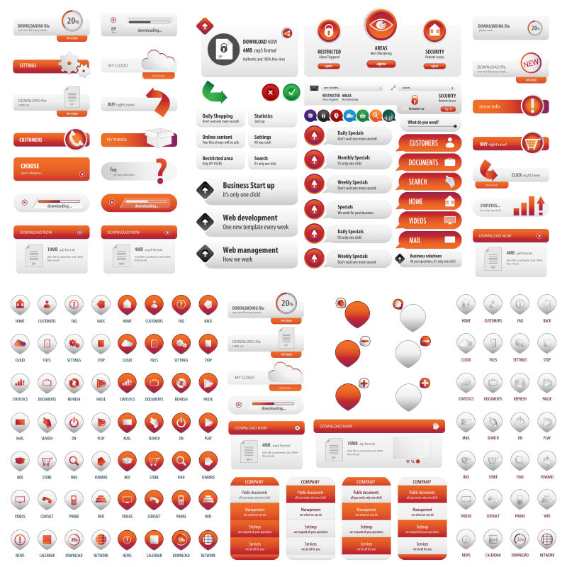 矢量现代创意红色商业网站横幅按钮设计