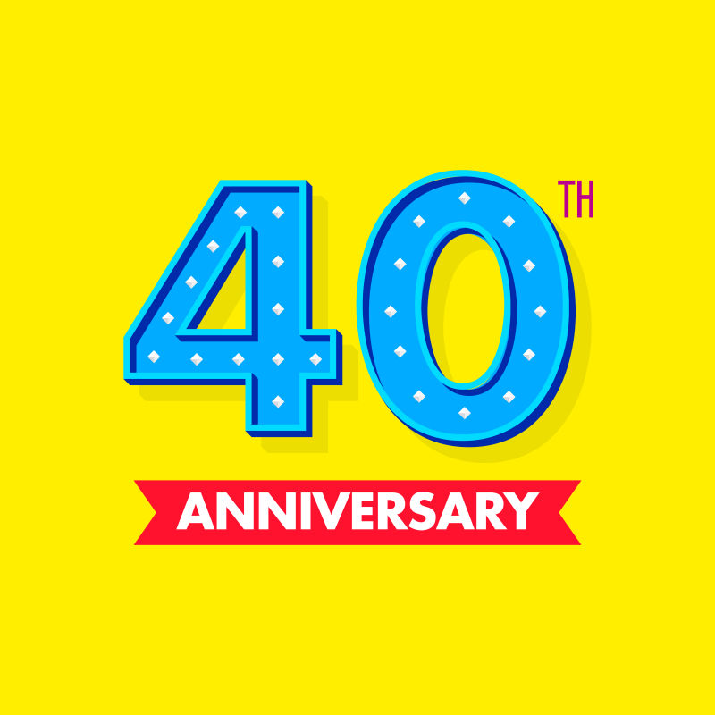 抽象矢量现代时尚黄蓝色40周年庆背景