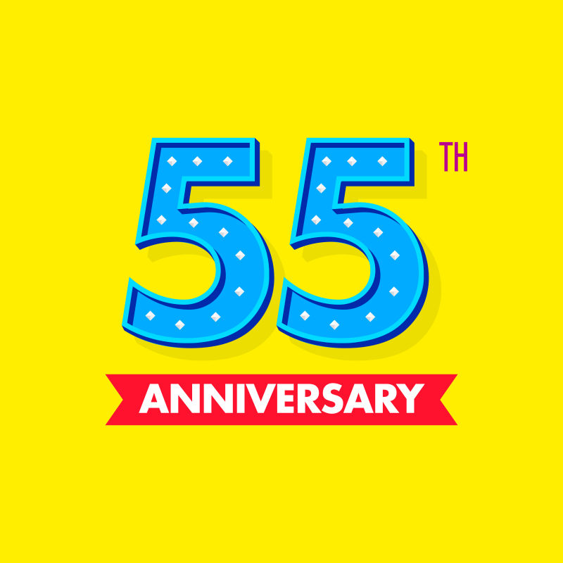 抽象矢量现代时尚黄蓝色55周年庆背景