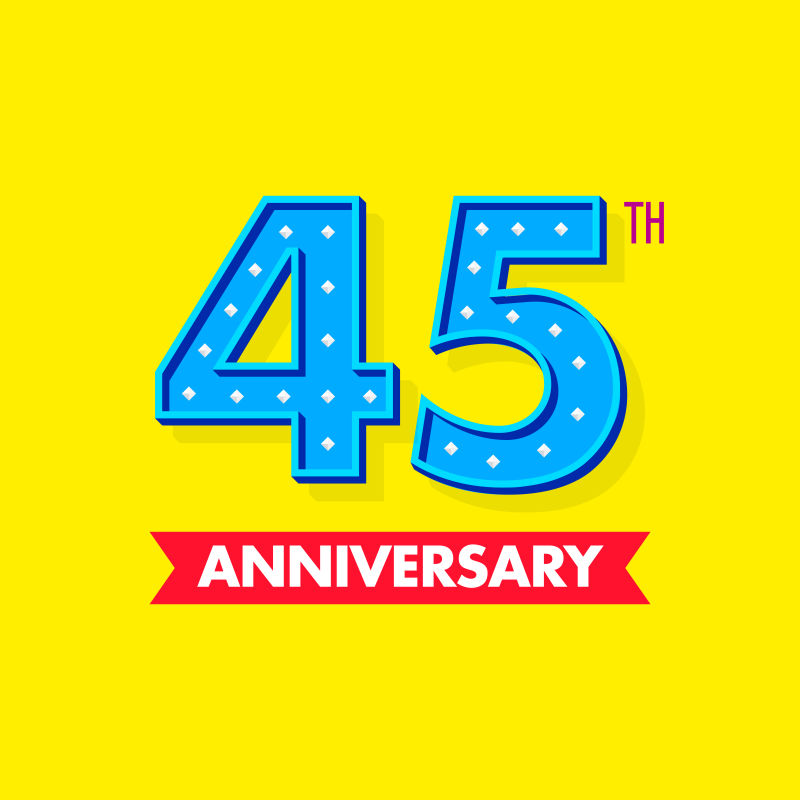 抽象矢量现代时尚黄蓝色45周年庆背景