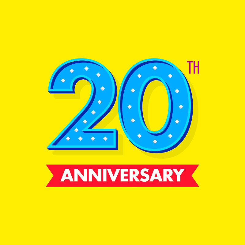抽象矢量现代时尚黄蓝色20周年庆背景