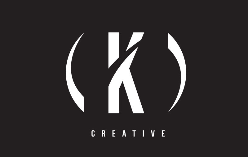 抽象矢量简易白色字母k标志设计