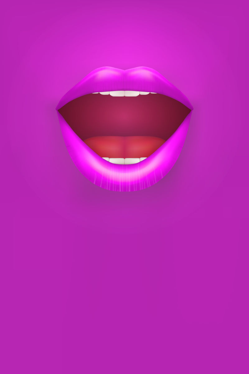 创意矢量紫红色性感嘴唇插图设计