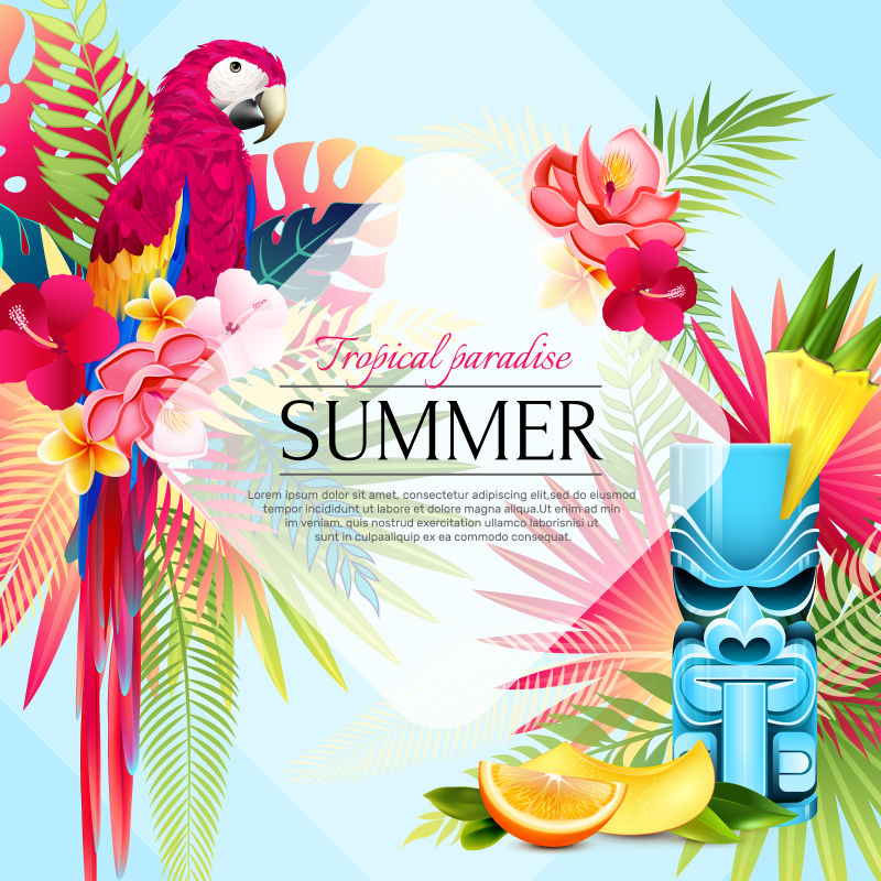 创意矢量热带元素的夏季销售海报设计