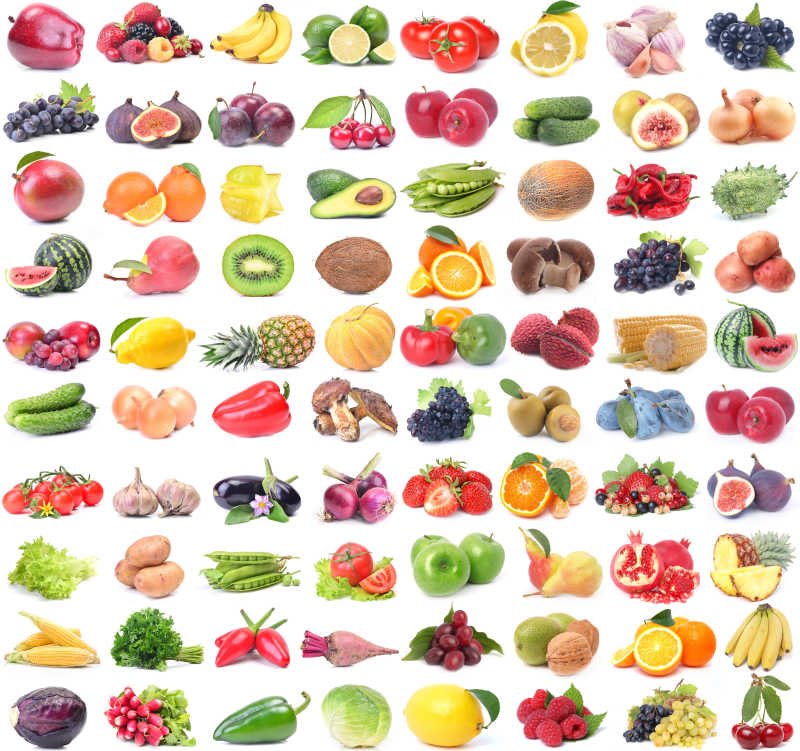 各种蔬菜和各种水果