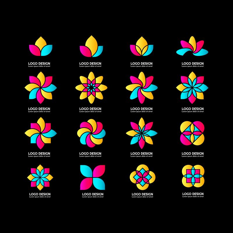 设计和标志设计模板的一组形状花莲花
