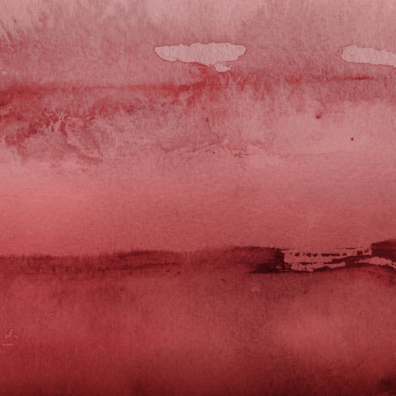 白纸背景上的红色墨水和水彩纹理-油漆泄漏和ombre效应-手绘抽象形象