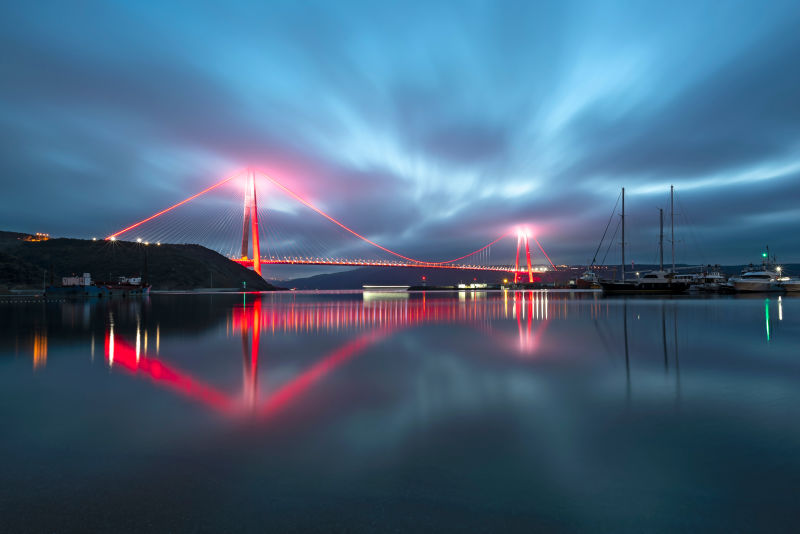 伊斯坦布尔博斯普鲁斯亚武兹苏丹塞利姆大桥鸟瞰图