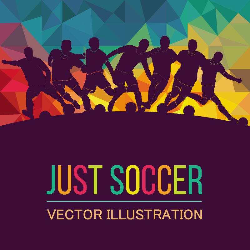 彩色运动背景-足球-足球-篮球-曲棍球-拳击-网球-棒球-矢量图彩色人物轮廓