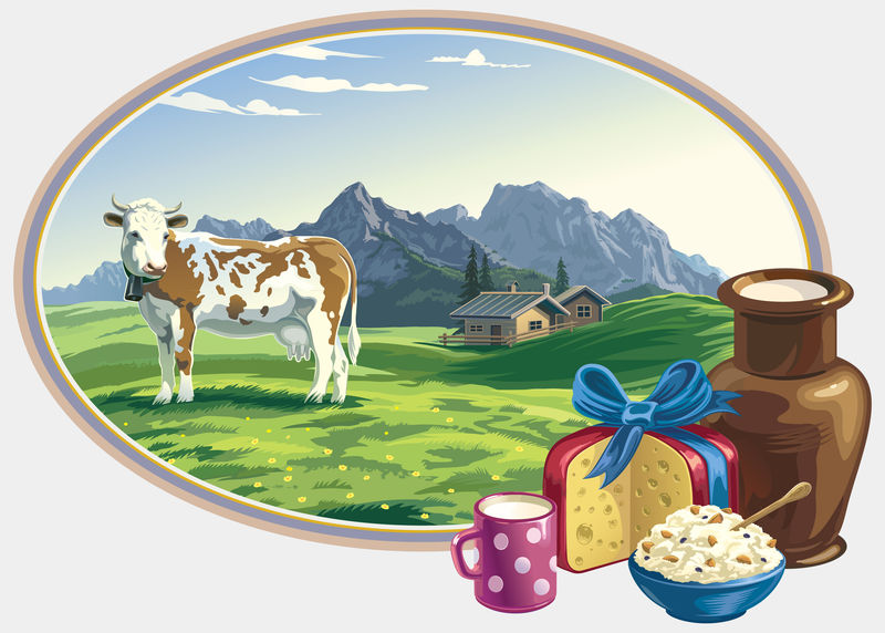 乡村景观和乳制品食品