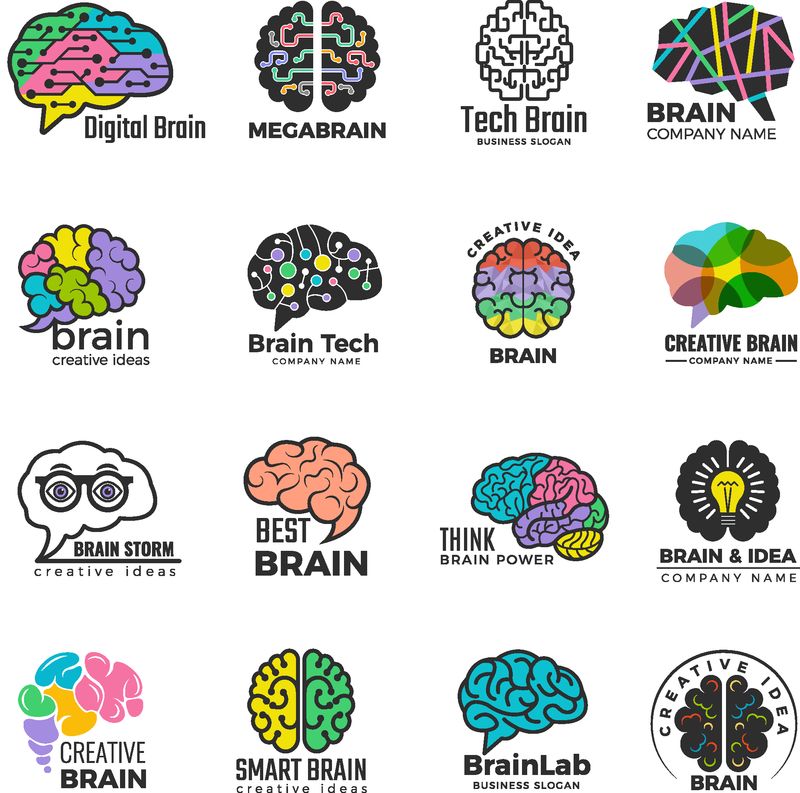 大脑标识-彩色智能思维创新的商业理念创意矢量彩色符号