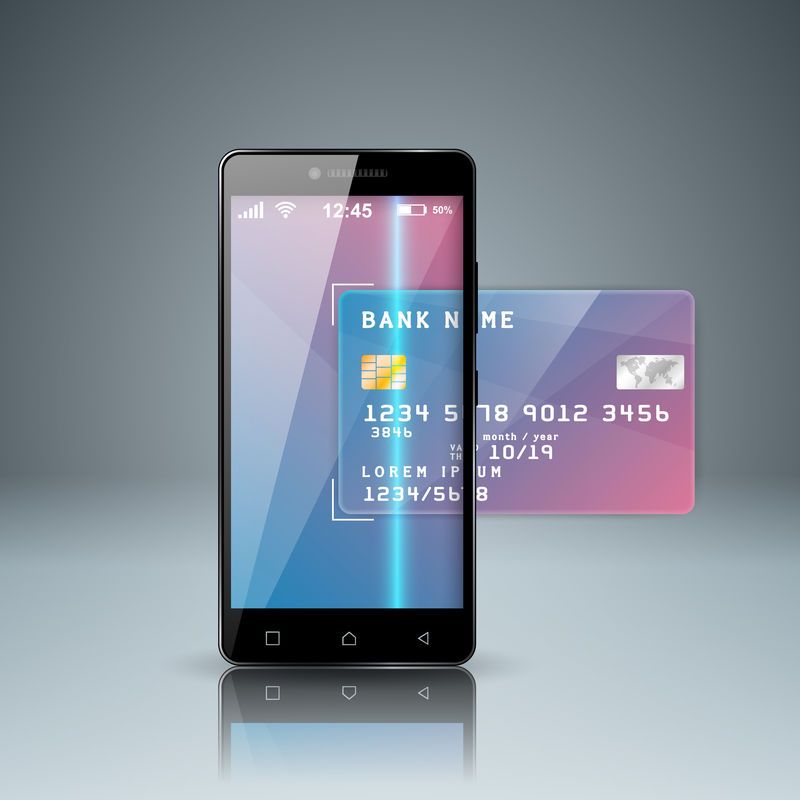 银行卡智能手机数字小器具图标业务信息图