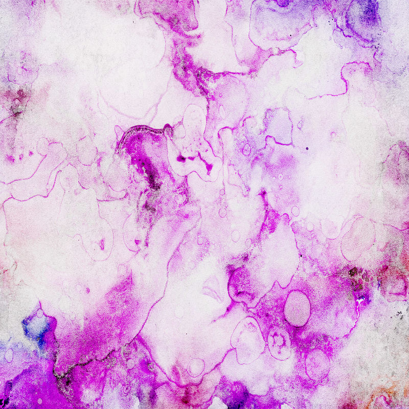 紫罗兰酒精墨水纹理与抽象清洗和油漆污渍的白纸背景