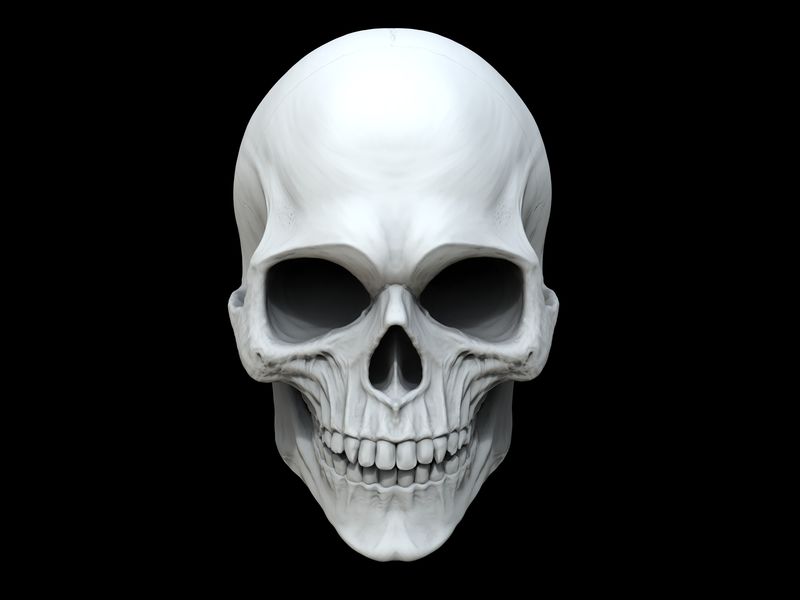 白土头骨-3D插图