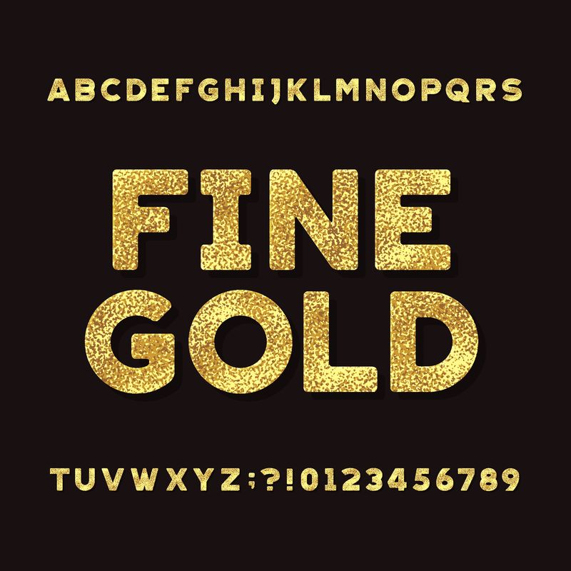 金色字母字体-金属效果闪亮的字母和数字-用于标题和任何排版设计的常用矢量字体