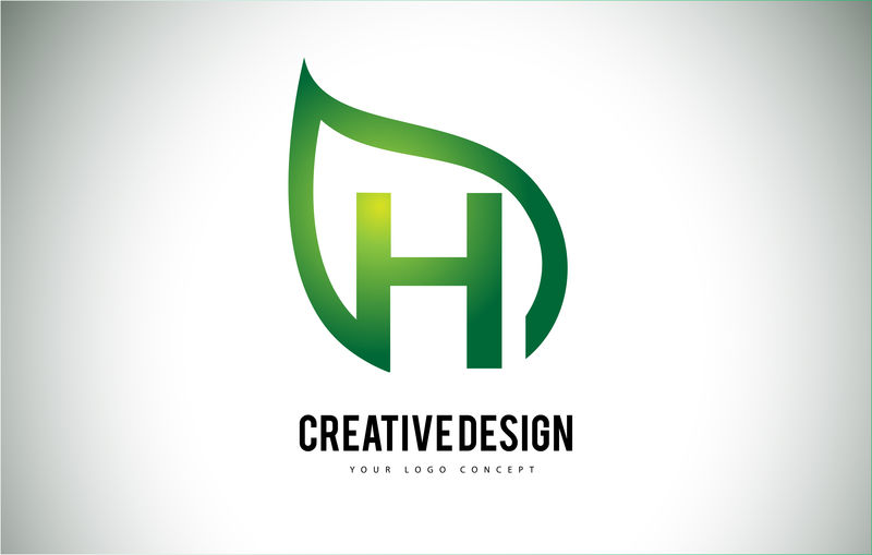 H叶标志有助于设计与绿色的叶子outline