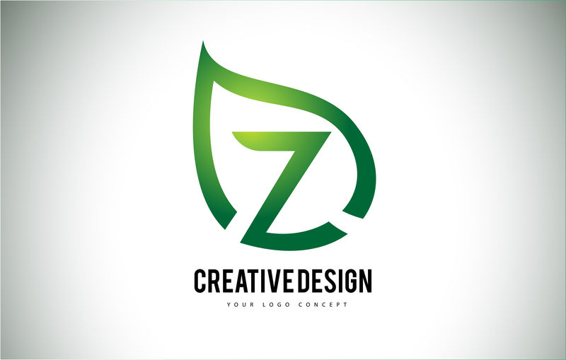 Z叶标志有助于设计与绿色的叶子outline