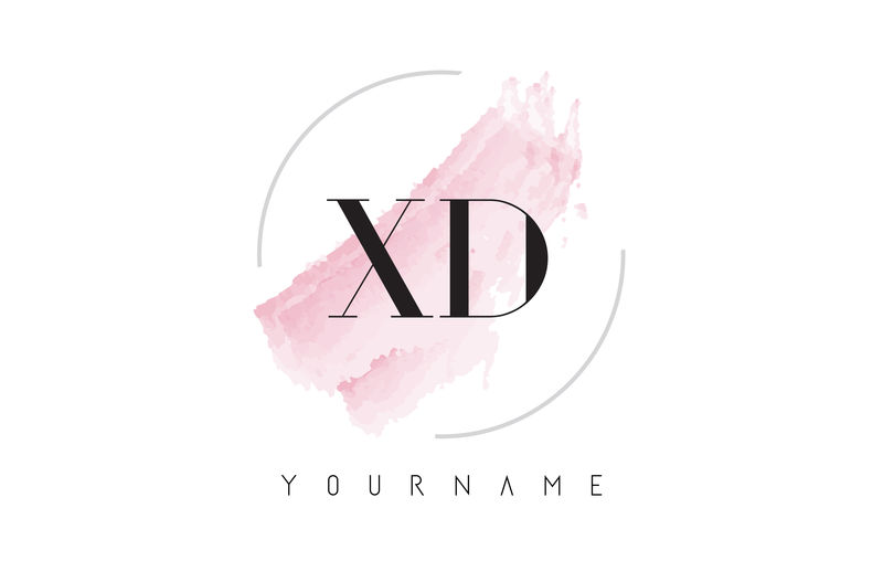 x d x d水彩字母标志设计圆形刷纹