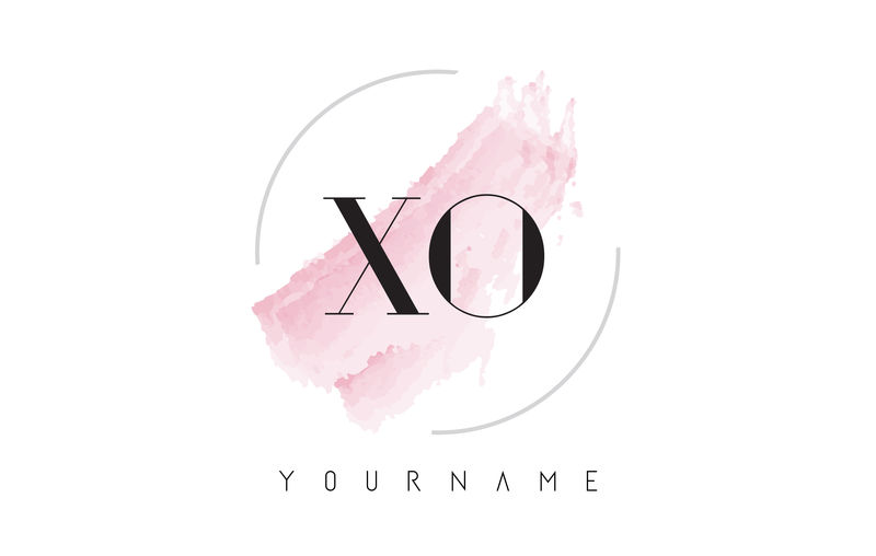 XO x O水彩字母标志设计圆形刷纹